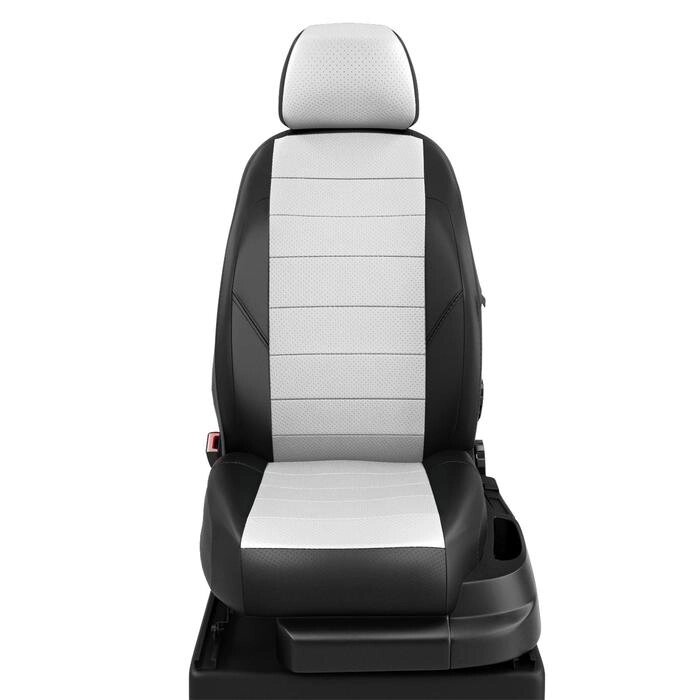 Авточехлы для Ford Mondeo 5 с 2014-2019 г., седан, хэтчбек, универсал, перфорация, экокожа, цвет белый, чёрный от компании Интернет-гипермаркет «MALL24» - фото 1