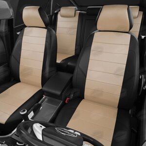 Авточехлы для ГАЗ Газель Бизнес Передние 3 места (водительская спинка высокая, на уровне пассажирской спинки), экокожа,