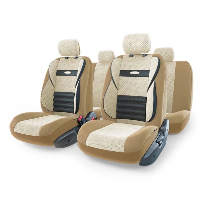 Авточехлы универcальные AUTOPROFI COMFORT COMBO, CMB-1105 D. BE/L. BE (M), мультиконтурные, формованный велюр, набор из от компании Интернет-гипермаркет «MALL24» - фото 1