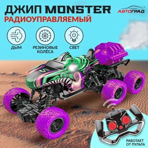 АВТОГРАД Джип радиоуправляемый MONSTER, 1:16, эффект дыма, свет, работает от акб, цвет зеленый