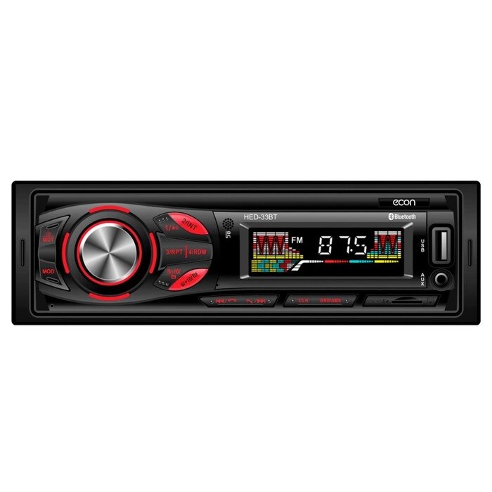 Автомагнитола MP3/WMA Econ HED-32BT, 50Вт, USB, MP3, AUX, Bluetooth, цвет чёрный от компании Интернет-гипермаркет «MALL24» - фото 1