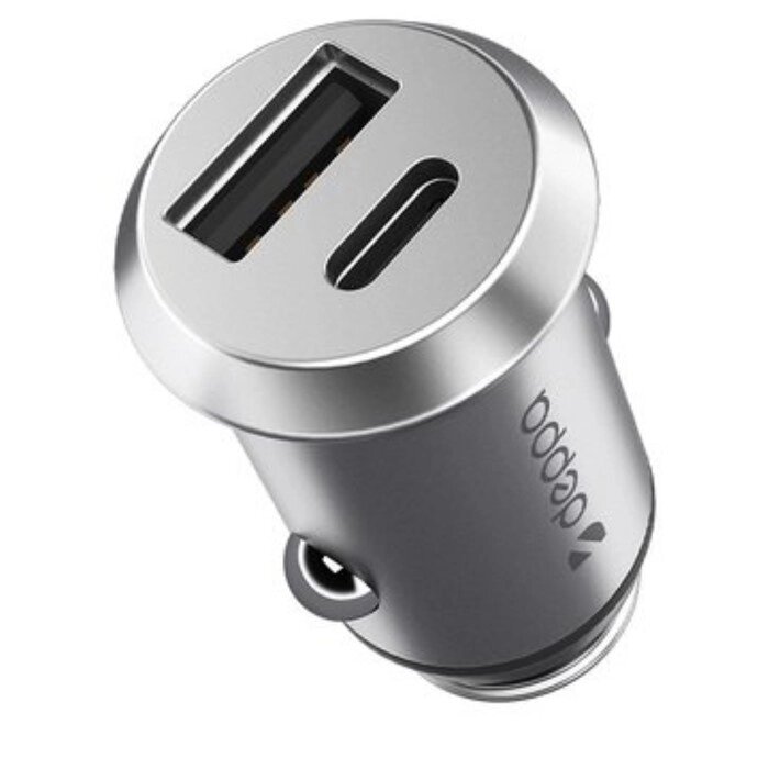 Автомобильное зарядное устройство Deppa (11212) USB A, USB-C, PD, QC 3.0, 38Вт, цвет серебро   10288 от компании Интернет-гипермаркет «MALL24» - фото 1