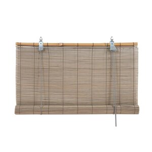 Бамбуковая рулонная штора, 80х160 см, цвет серый