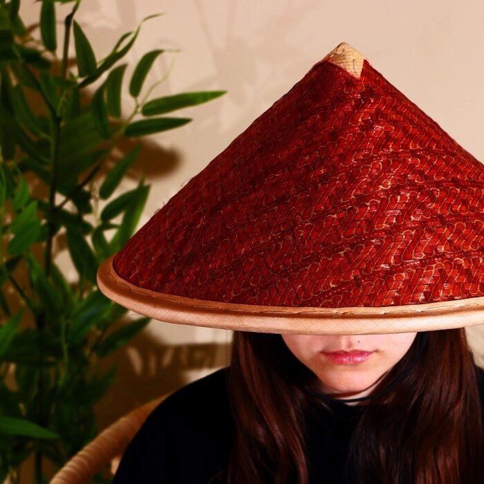 Бамбуковая шляпа 38 см бордовая от компании Интернет-гипермаркет «MALL24» - фото 1