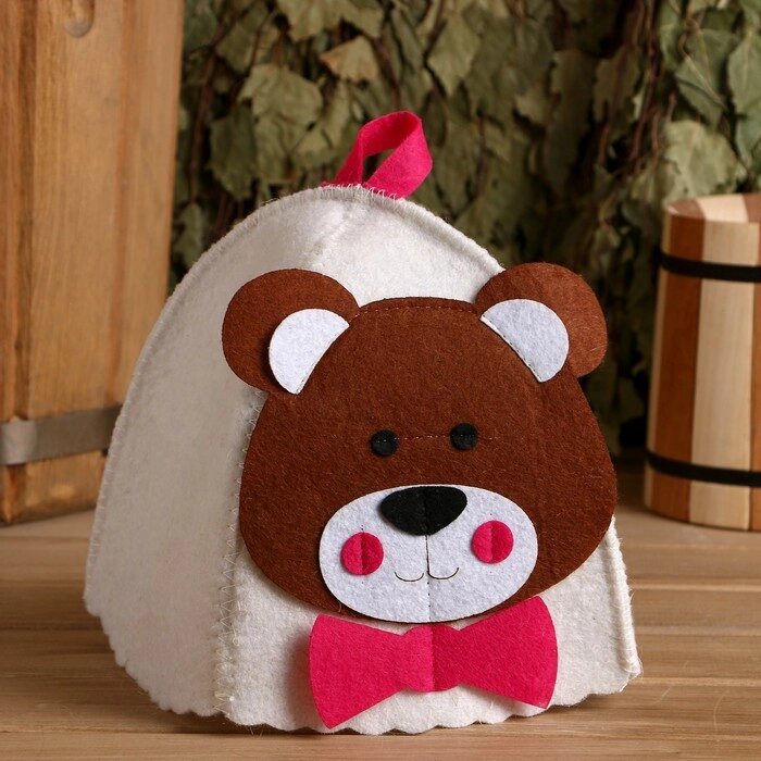 Банная шапка с детской аппликацией "Медвежонок", войлок от компании Интернет-гипермаркет «MALL24» - фото 1