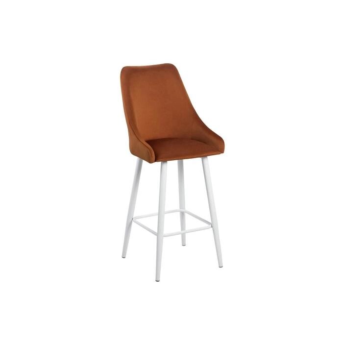 Барный стул Хэнк Велюр 4 Терракот/ Хард металл Белый глянец от компании Интернет-гипермаркет «MALL24» - фото 1