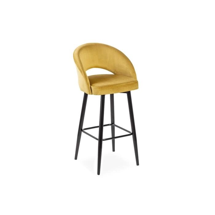 Барный стул Мирелла Золотой велюр 14/ Хард металл Черный глянец от компании Интернет-гипермаркет «MALL24» - фото 1