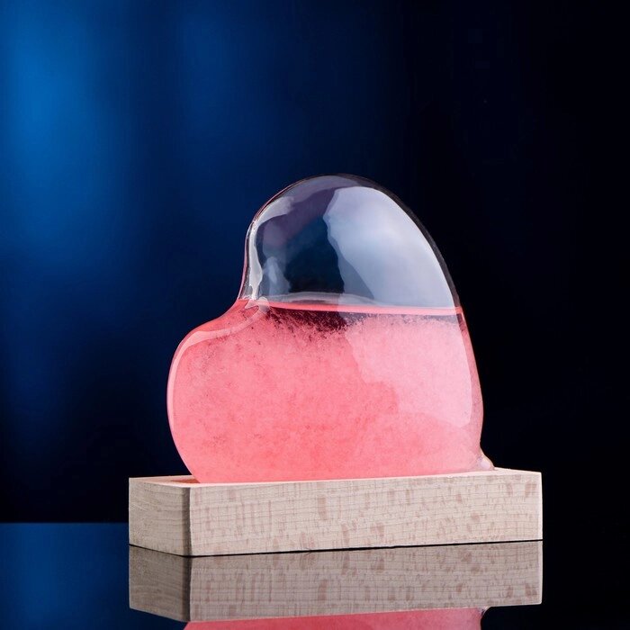 Барометр - штормгласс "Сердце" 11х10х4см, розовое от компании Интернет-гипермаркет «MALL24» - фото 1