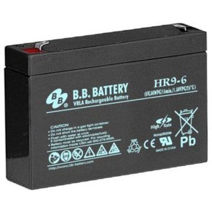 Батарея для ИБП BB HR 9-6, 6 В, 9 Ач от компании Интернет-гипермаркет «MALL24» - фото 1