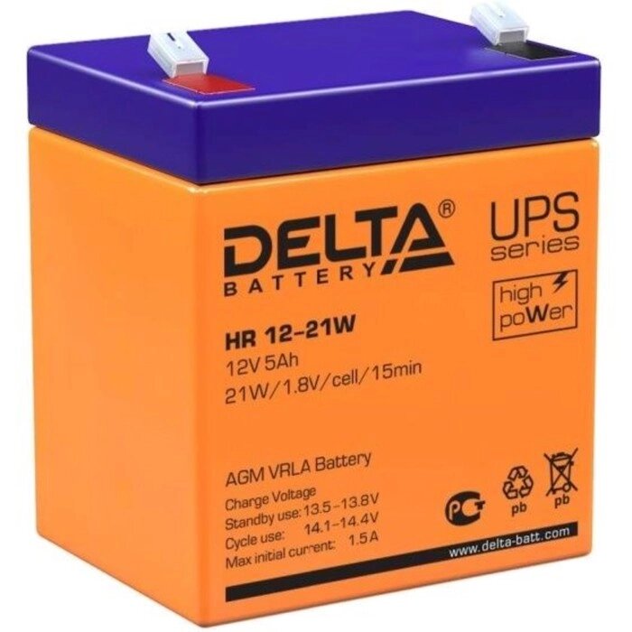 Батарея для ИБП Delta HR 12-21 W, 12 В, 5 Ач от компании Интернет-гипермаркет «MALL24» - фото 1