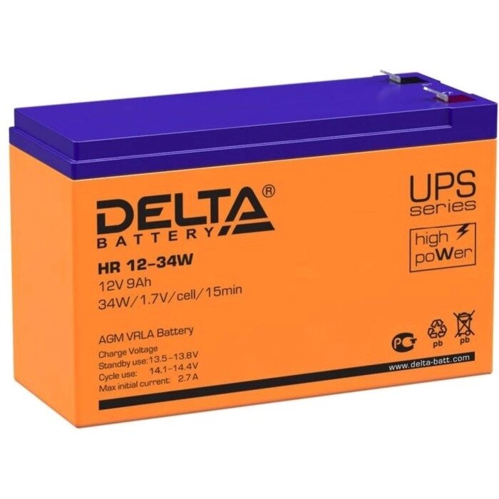 Батарея для ИБП Delta HR 12-34 W, 12 В, 9 Ач от компании Интернет-гипермаркет «MALL24» - фото 1