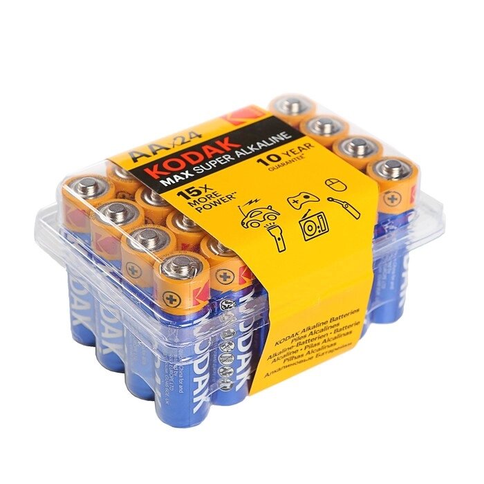 Батарейка алкалиновая Kodak Max, AA, LR6-24BOX, 1.5В, бокс, 24 шт. от компании Интернет-гипермаркет «MALL24» - фото 1