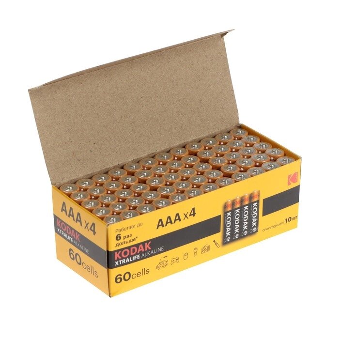 Батарейка алкалиновая Kodak Xtralife, AAA, LR03-60BOX, 1.5В, бокс, 60 шт. от компании Интернет-гипермаркет «MALL24» - фото 1