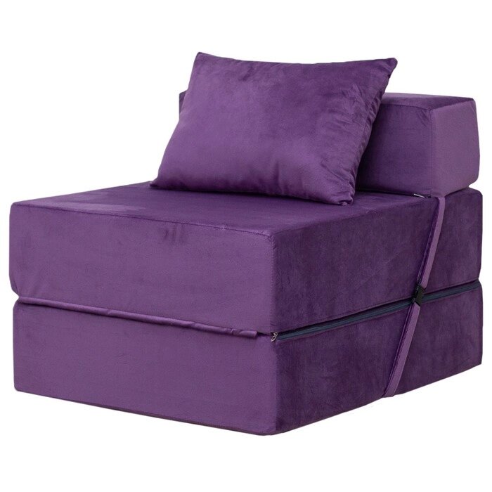 Бескаркасное кресло-кровать "Эссен", велюр, цвет фиолетовый от компании Интернет-гипермаркет «MALL24» - фото 1