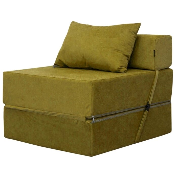Бескаркасное кресло-кровать "Эссен", велюр, цвет горчичный от компании Интернет-гипермаркет «MALL24» - фото 1