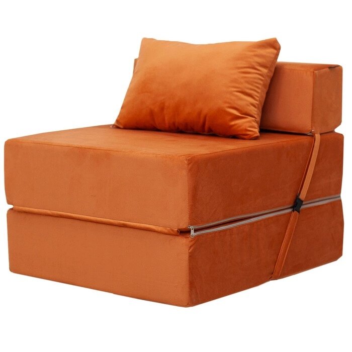 Бескаркасное кресло-кровать "Эссен", велюр, цвет оранжевый от компании Интернет-гипермаркет «MALL24» - фото 1