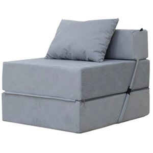 Бескаркасное кресло-кровать "Эссен", велюр, цвет серый