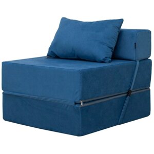 Бескаркасное кресло-кровать "Эссен", велюр, цвет синий