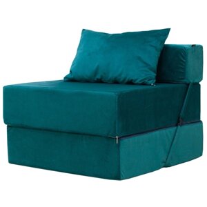 Бескаркасное кресло-кровать "Эссен", велюр, цвет зелёный