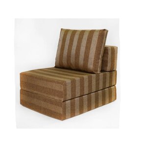Бескаркасное кресло-кровать "Окта", размер 75x100x75 см, рогожка, коричневая полоса