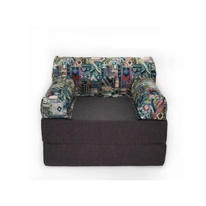 Бескаркасное кресло-кровать-пуф "Вики", размер 100x100x75 см, рогожка, велюр