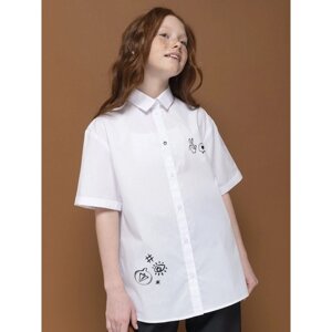Блузка для девочек, рост 122 см, цвет белый
