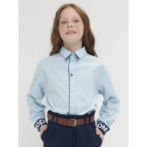 Блузка для девочек, рост 122 см, цвет голубой