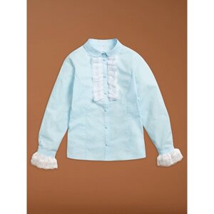 Блузка для девочек, рост 128 см, цвет голубой
