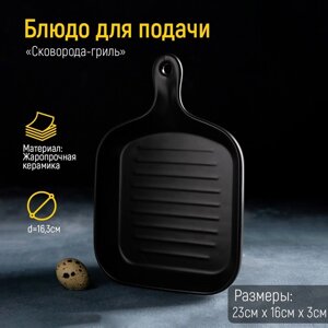 Блюдо для подачи Доляна "Сковорода-гриль", 2316,53,7 см, цвет чёрный