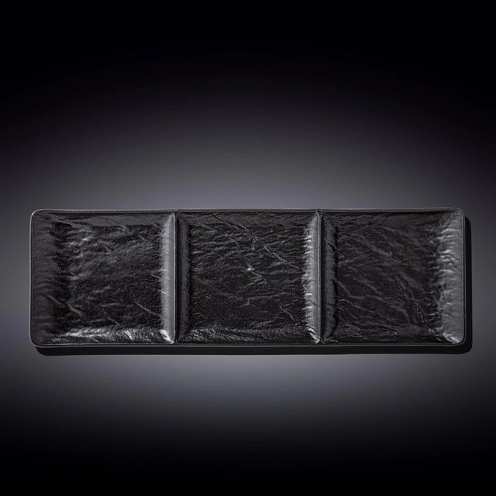 Блюдо прямоугольное 3-х секционное, цвет черный сланец, 40.5х13 см от компании Интернет-гипермаркет «MALL24» - фото 1