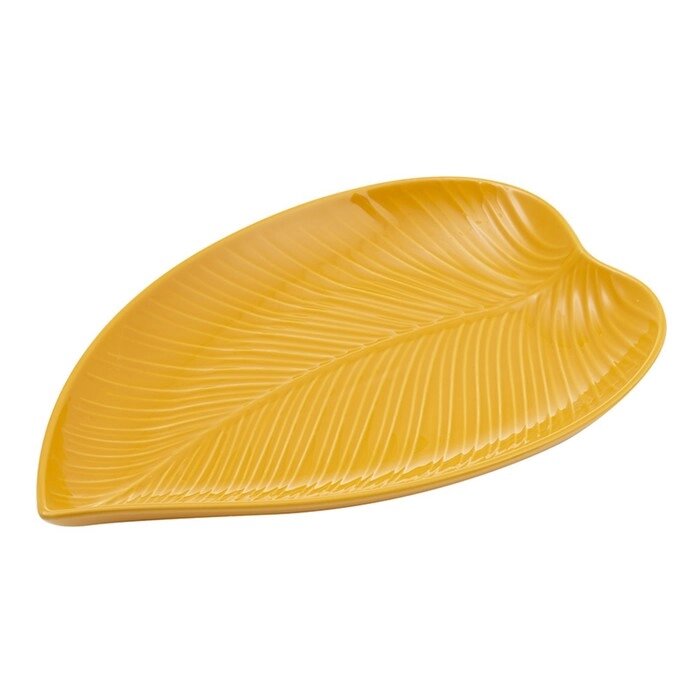 Блюдо сервировочное in the forest leaf, 23х35 см, желтое от компании Интернет-гипермаркет «MALL24» - фото 1