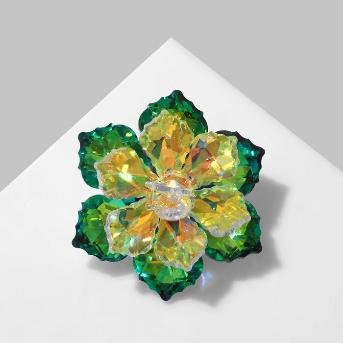 Брошь "Цветок" сказочный, цвет радужно-зелёный в серебре от компании Интернет-гипермаркет «MALL24» - фото 1