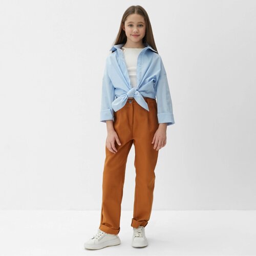 Брюки для девочки MINAKU: Casual collection KIDS, цвет рыжий, рост 128 см