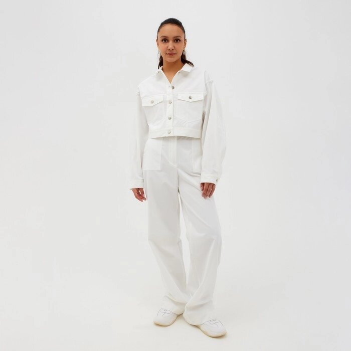 Брюки женские MINAKU: Casual Collection цвет белый, р-р 44 от компании Интернет-гипермаркет «MALL24» - фото 1