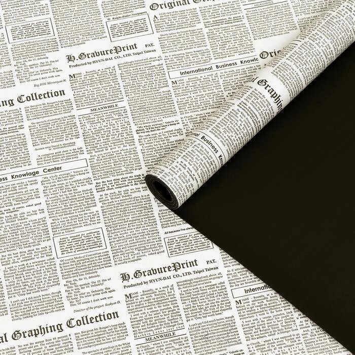 Бумага белый крафт , двухстороняя, черный -газета , 0,55 х 10 м от компании Интернет-гипермаркет «MALL24» - фото 1