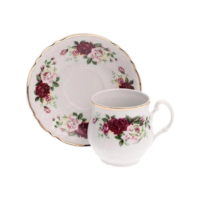 Чашка для чая 310 мл с блюдцем 160 мм Bernadotte Bernadotte, декор "Английская роза, отводка золото" от компании Интернет-гипермаркет «MALL24» - фото 1