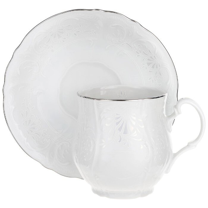 Чашка для чая 310 мл с блюдцем 160 мм Bernadotte "Деколь, отводка платина", 160 мм от компании Интернет-гипермаркет «MALL24» - фото 1
