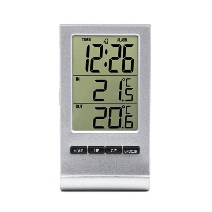 Часы электронные с метеостанцией, с календарём и будильником  5.7х10.6 см от компании Интернет-гипермаркет «MALL24» - фото 1