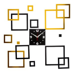Часы-наклейка DIY "Квадратиш" d=15 см, плавный ход, тип батарейки 1 АА