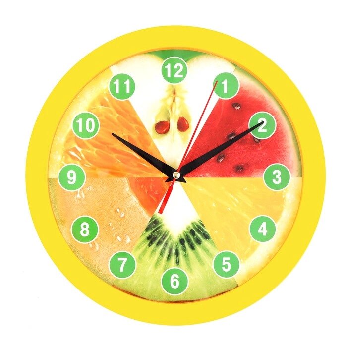Часы настенные "Фрукты", жёлтый обод, 28х28 см от компании Интернет-гипермаркет «MALL24» - фото 1