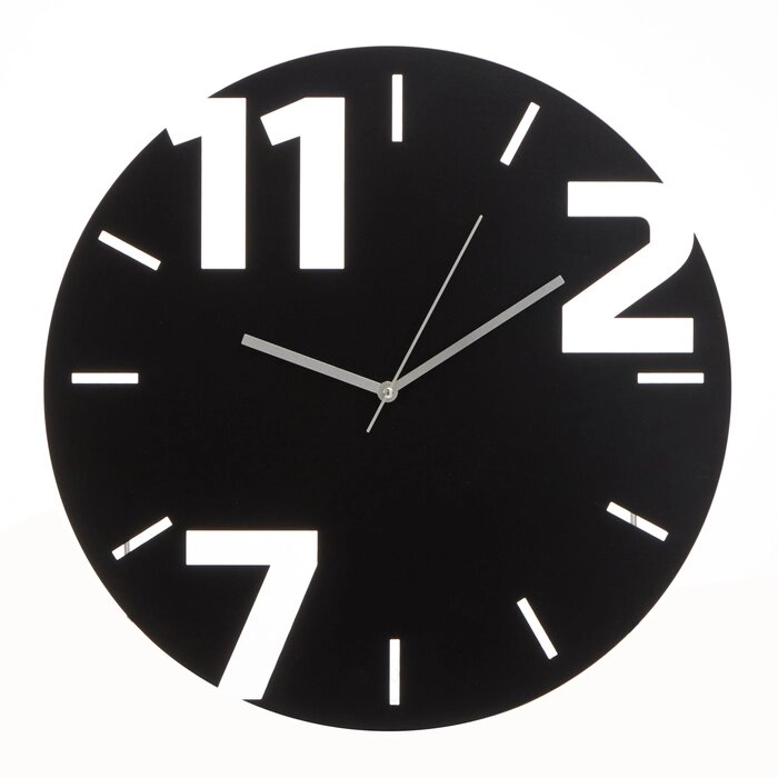 Часы настенные из металла "3 цифры", плавный ход, d-40 см от компании Интернет-гипермаркет «MALL24» - фото 1