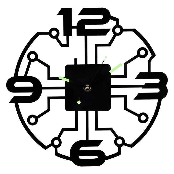 Часы настенные из металла "Микросхема", плавный ход, d-40 см от компании Интернет-гипермаркет «MALL24» - фото 1