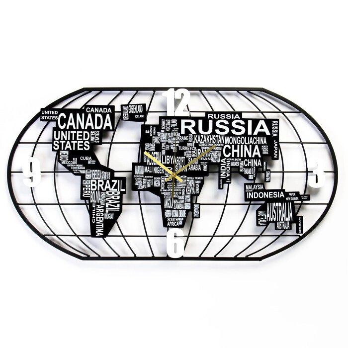 Часы настенные "Карта мира", плавный ход, 40х78 см от компании Интернет-гипермаркет «MALL24» - фото 1
