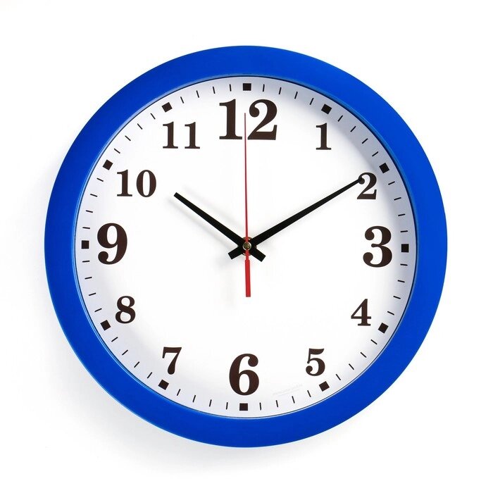 Часы настенные "Классика", арабские цифры, синий обод, 28х28 см от компании Интернет-гипермаркет «MALL24» - фото 1