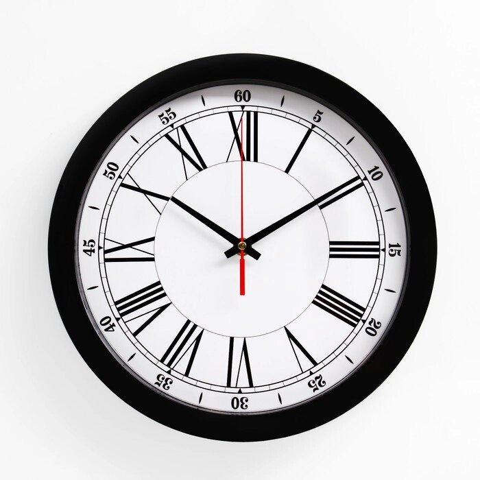 Часы настенные "Классика", римские цифры, чёрный обод, 28х28 см от компании Интернет-гипермаркет «MALL24» - фото 1