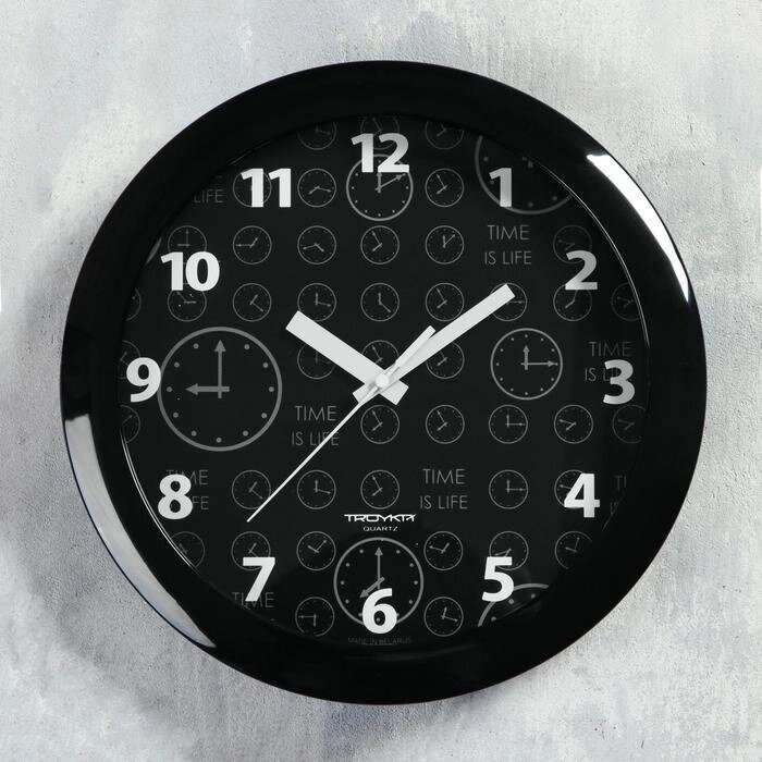 Часы настенные круглые "Классика", чёрный обод, 29х29 см от компании Интернет-гипермаркет «MALL24» - фото 1