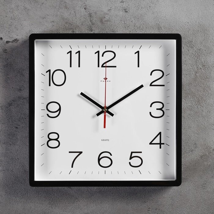 Часы настенные квадратные "Классика", 30х30 см черные от компании Интернет-гипермаркет «MALL24» - фото 1