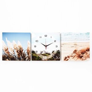 Часы настенные модульные, серия: Интерьер, "Пляж", плавный ход, 35 х 110 см