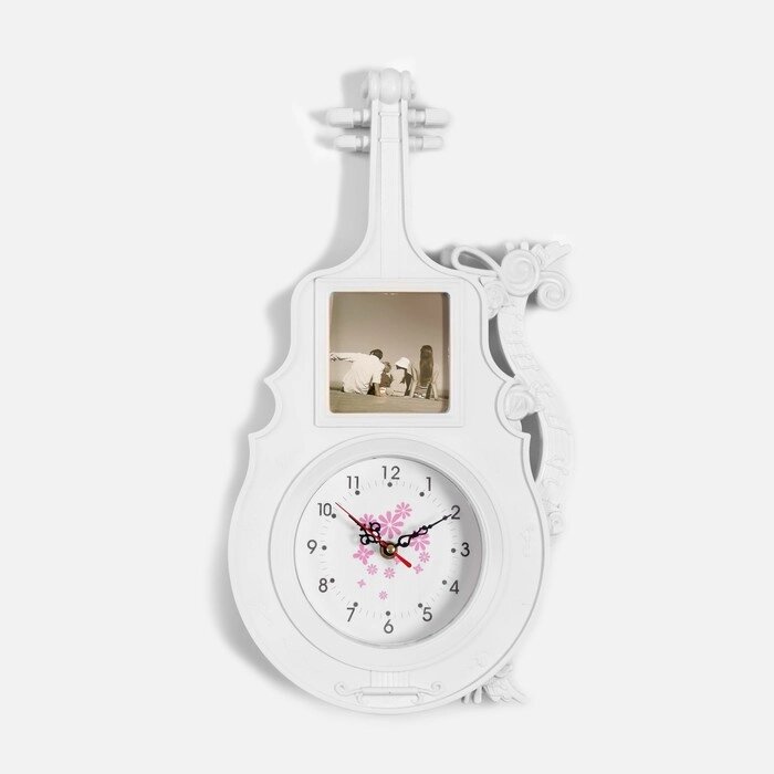 Часы настенные с фоторамкой "Гитара", дискретный ход,1АА, часы d=14 см, 34 х 47 см от компании Интернет-гипермаркет «MALL24» - фото 1
