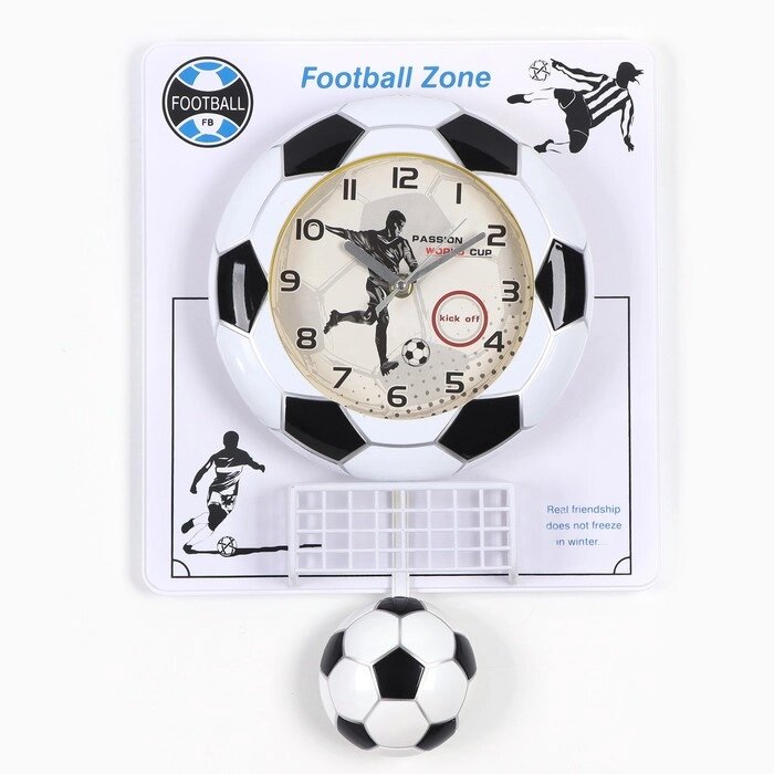 Часы настенные, серия: Детские, "Футбольный мяч", c маятником, 47 х 32 х 6.5 см от компании Интернет-гипермаркет «MALL24» - фото 1